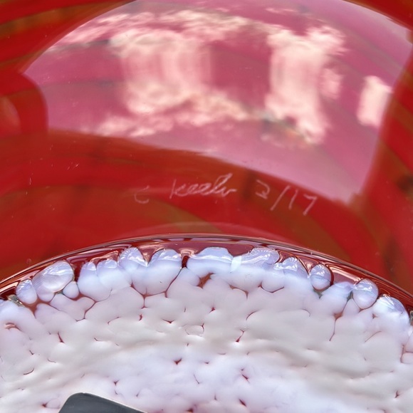 Disney Arribas Brothers blown glass peppermint swirl pedestal bowl - Picture 8 of 9